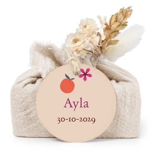 Beige cotton wrapped soaps with round label (6 pcs)