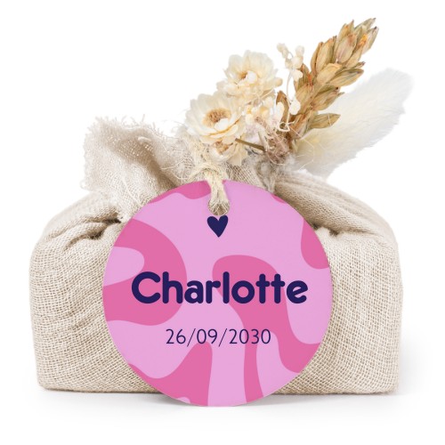 Beige cotton wrapped soaps with round label (6 pcs)