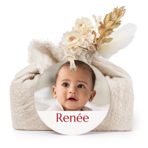 Zeepjes in beige tetra doekje met rond label (set van 6)