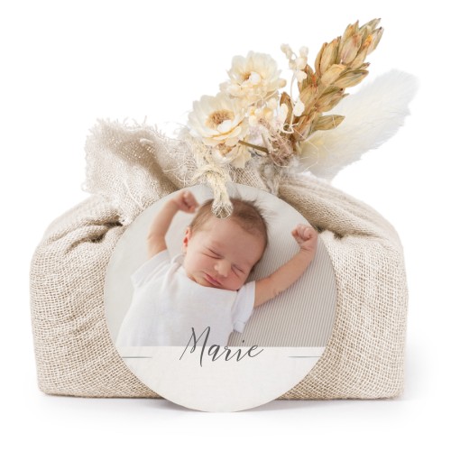 Lot de 6 savons avec emballage en coton beige et étiquettes rondes