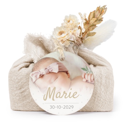 Lot de 6 savons avec emballage en coton beige et étiquettes rondes