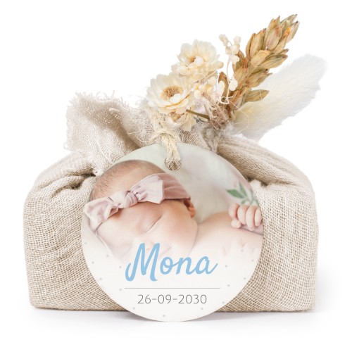 Lot de 6 savons avec emballage en coton beige et étiquettes rondes