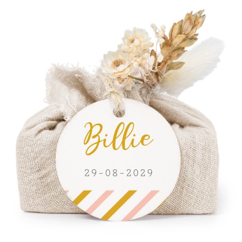Beige cotton wrapped soaps with round label (6 pcs)
