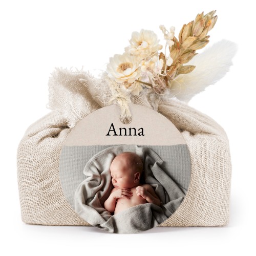 Beige cotton wrapped soaps with round label (6 pcs)