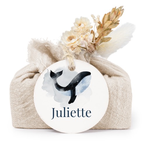 Lot de 6 savons avec emballage en coton beige et étiquettes rondes