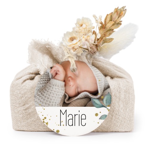 Lot de 6 savons avec emballage en coton beige et étiquettes rondes