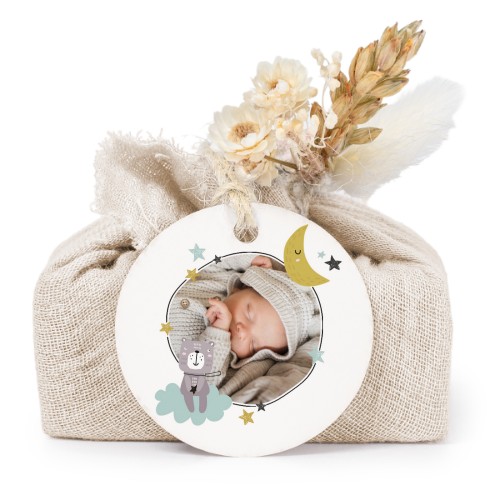 Sæber i beige stofindpakninger med rundt mærke (sæt á 6)