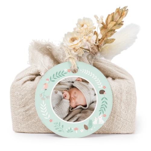 Lot de 6 savons avec emballage en coton beige et étiquettes rondes