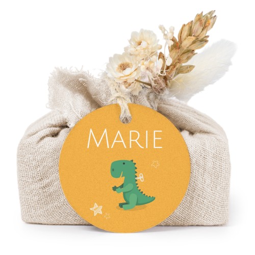 Tvålar i beige tygförpackningar med rund etikett (6 st)