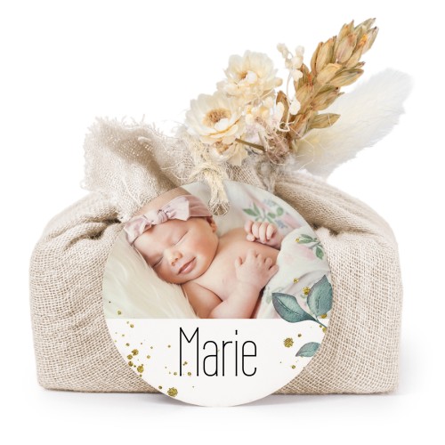 Beige cotton wrapped soaps with round label (6 pcs)