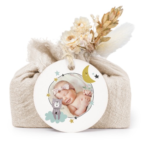 Sæber i beige stofindpakninger med rundt mærke (sæt á 6)