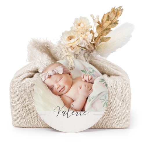 Beige cotton wrapped soaps with round label (6 pcs)