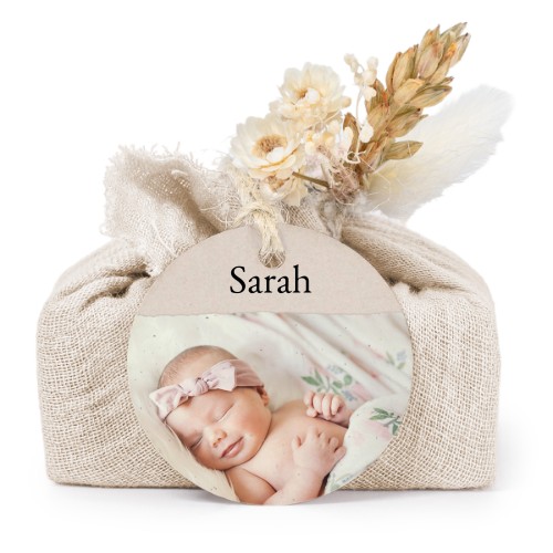 Tvålar i beige tygförpackningar med rund etikett (6 st)