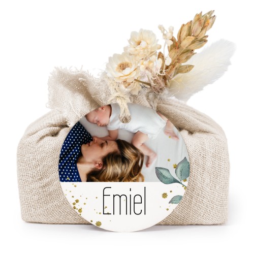 Beige cotton wrapped soaps with round label (6 pcs)