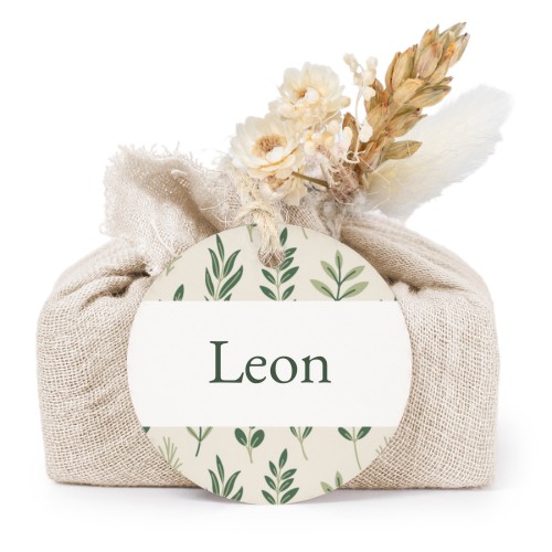 Beige cotton wrapped soaps with round label (6 pcs)