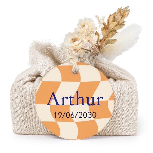 Beige cotton wrapped soaps with round label (6 pcs)