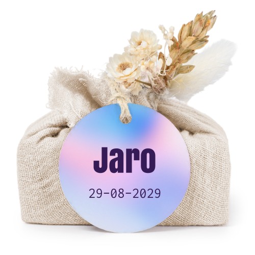 Såper i beige stoffinnpakninger med rundt merke (sett à 6)