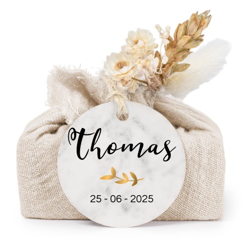 Beige cotton wrapped soaps with round label (6 pcs)