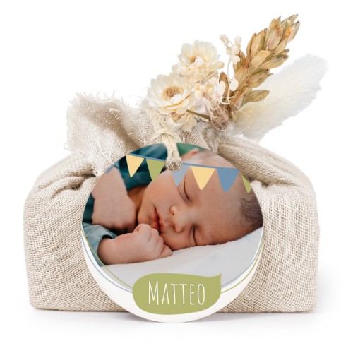 Saippuat beige kangaskääreessä, pyöreä etiketti (6 kpl)