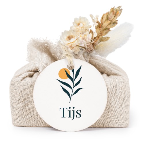 Beige cotton wrapped soaps with round label (6 pcs)