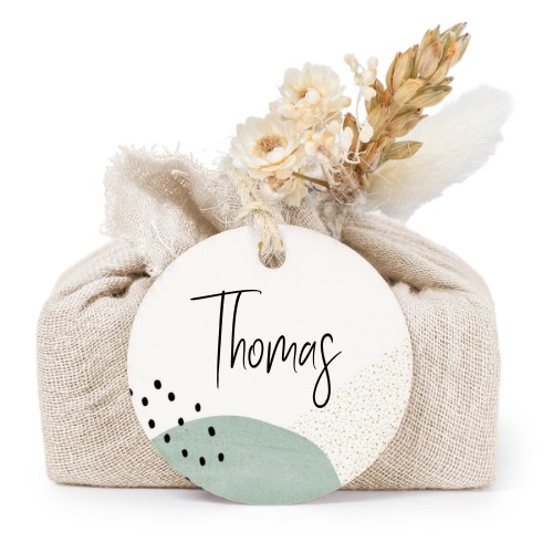 Lot de 6 savons avec emballage en coton beige et étiquettes rondes Lot de 6 savons avec emballage en coton beige et étiquettes rondes