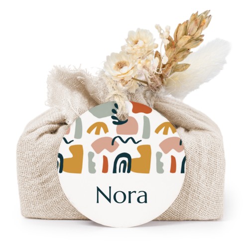 Beige cotton wrapped soaps with round label (6 pcs)