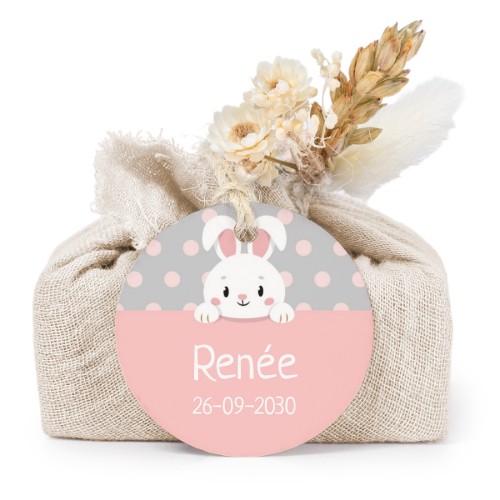 Tvålar i beige tygförpackningar med rund etikett (6 st)