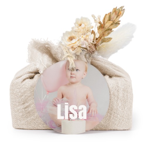 Sæber i beige stofindpakninger med rundt mærke (sæt á 6)