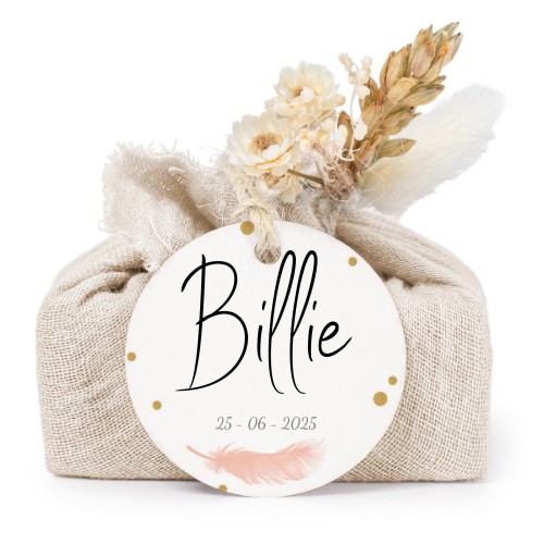 Tvålar i beige tygförpackningar med rund etikett (6 st)