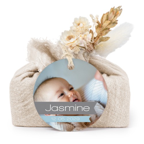 Beige cotton wrapped soaps with round label (6 pcs)