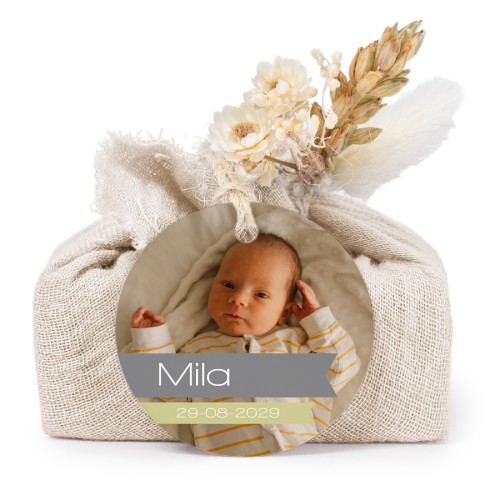 Lot de 6 savons avec emballage en coton beige et étiquettes rondes