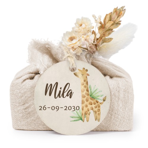 Lot de 6 savons avec emballage en coton beige et étiquettes rondes