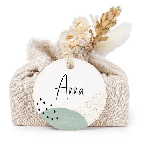 Beige cotton wrapped soaps with round label (6 pcs)