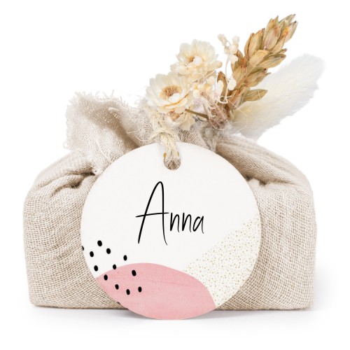 Lot de 6 savons avec emballage en coton beige et étiquettes rondes