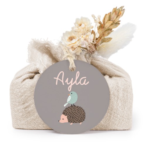 Beige cotton wrapped soaps with round label (6 pcs)