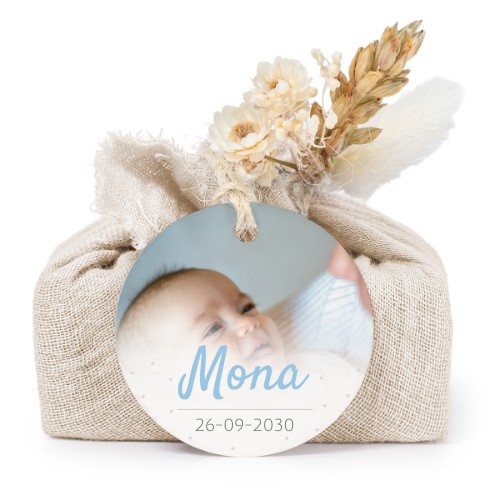 Såper i beige stoffinnpakninger med rundt merke (sett à 6)