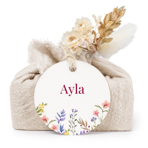 Beige cotton wrapped soaps with round label (6 pcs)