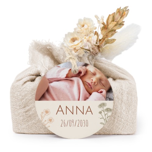 Beige cotton wrapped soaps with round label (6 pcs)