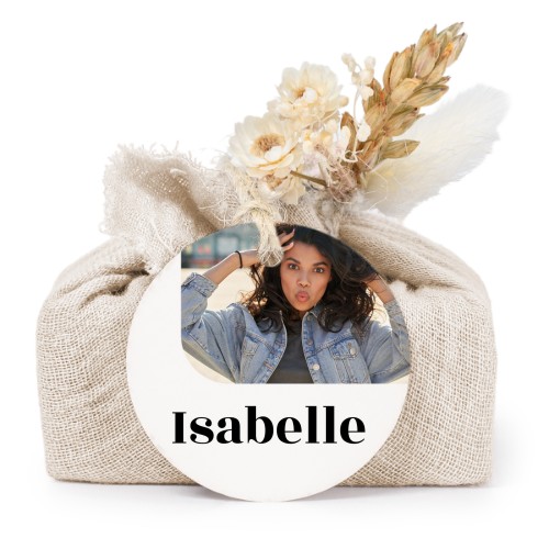 Sæber i beige stofindpakninger med rundt mærke (sæt á 6)