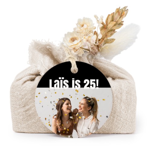 Zeepjes in beige tetra doekje met rond label (set van 6)