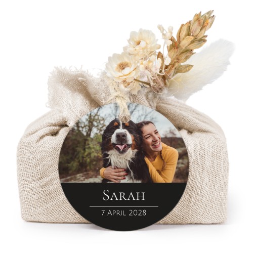 Beige cotton wrapped soaps with round label (6 pcs)