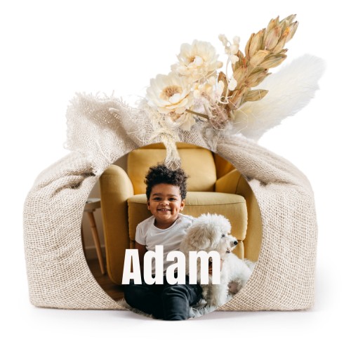 Beige cotton wrapped soaps with round label (6 pcs)