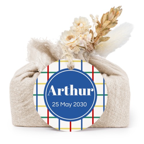 Beige cotton wrapped soaps with round label (6 pcs)