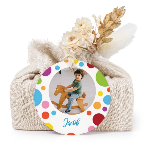 Beige cotton wrapped soaps with round label (6 pcs)