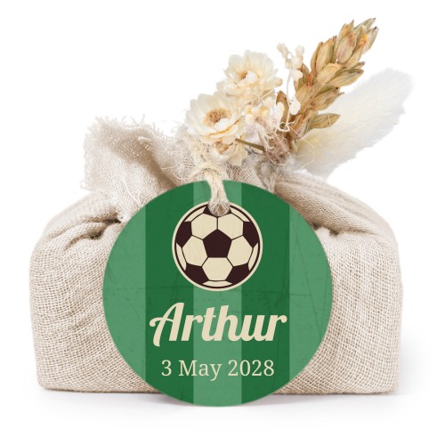 Zeepjes in beige tetra doekje met rond label (set van 6) Zeepjes in beige tetra doekje met rond label (set van 6)