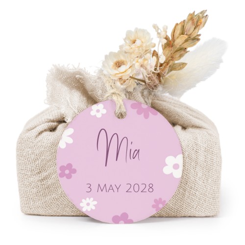 Beige cotton wrapped soaps with round label (6 pcs)