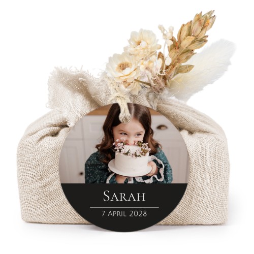 Lot de 6 savons avec emballage en coton beige et étiquettes rondes