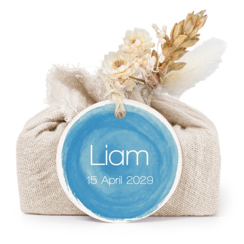 Beige cotton wrapped soaps with round label (6 pcs)