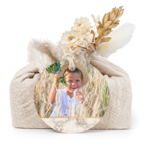 Beige cotton wrapped soaps with round label (6 pcs)