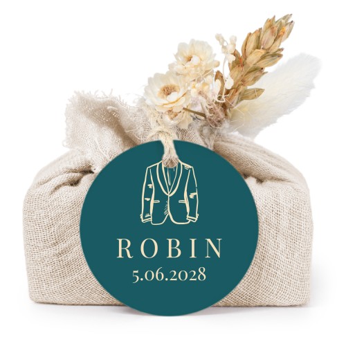 Beige cotton wrapped soaps with round label (6 pcs)